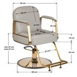 Gabbiano Acri Friseurstuhl in Beige mit goldenem Fuß – Bild 7