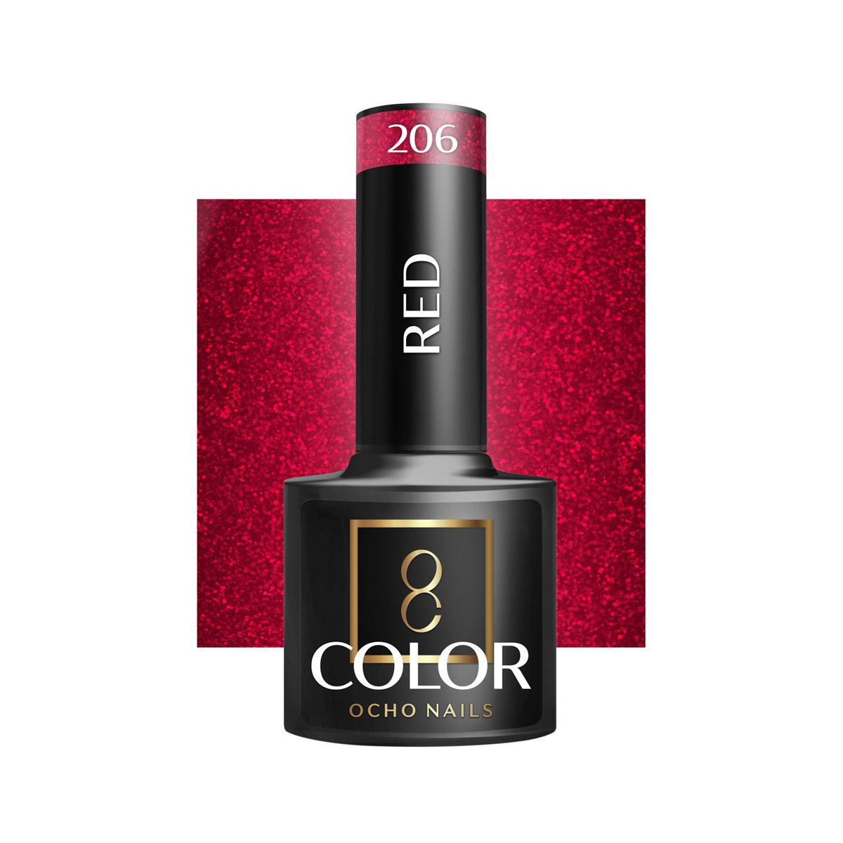 Blank nail polish bottle for mockup design and branding presenta OCHO NAILS Hybrid-Nagellack rot 206 -5 g – Bild 1