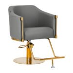 Grauer Friseurstuhl von Gabbiano Burgos mit goldenem Gestell?