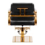 Schwarzer Friseurstuhl von Gabbiano Porto mit goldenem Fuß – Bild 4