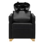 Gabbiano Toledo Haarwaschstation in Schwarz und Gold mit schwarzer Schüssel. – Bild 3