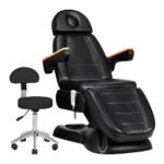 Sillon Lux 273b elektrischer Kosmetikstuhl, 3 Motoren, mit Hocker, Farbe: 304, Schwarz