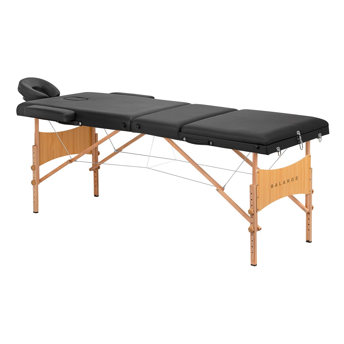 155280_01_2711 Balance Lux 3-teilige, klappbare Massageliege aus Holz, 190x70, schwarz – Bild 1