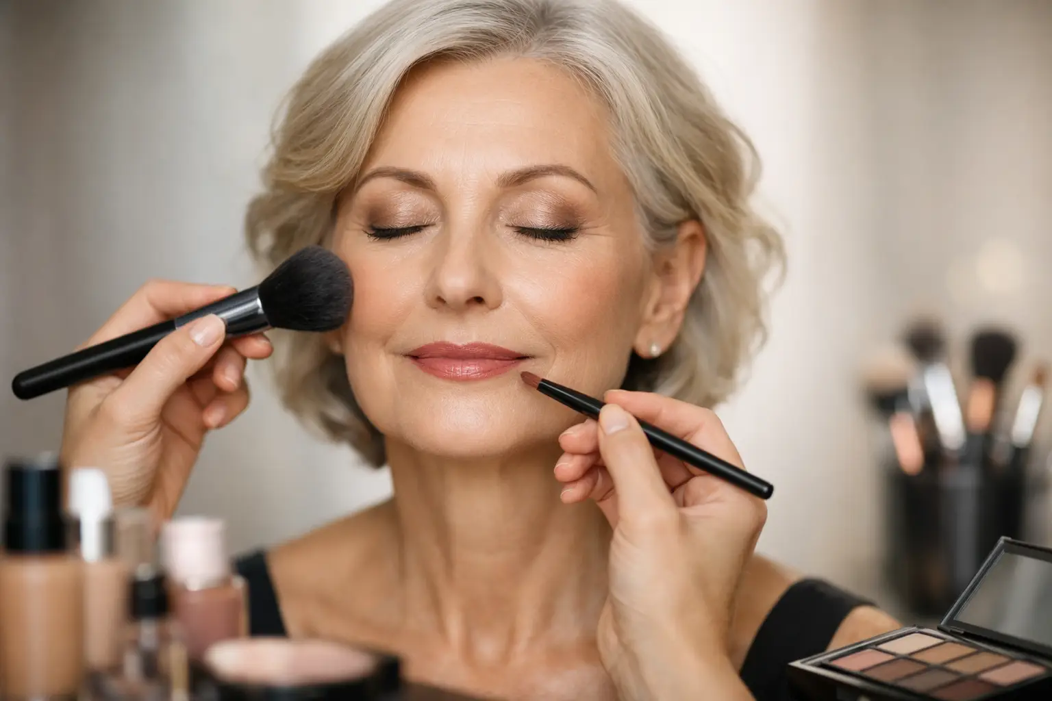 Professionelles Make-up für reife Haut